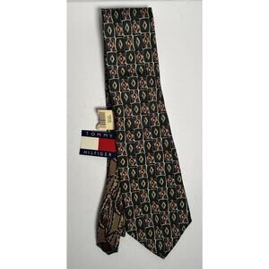 NEW Vintage Tommy Hilfiger Men’s Tie Green Medal Medallions Italian Silk USA